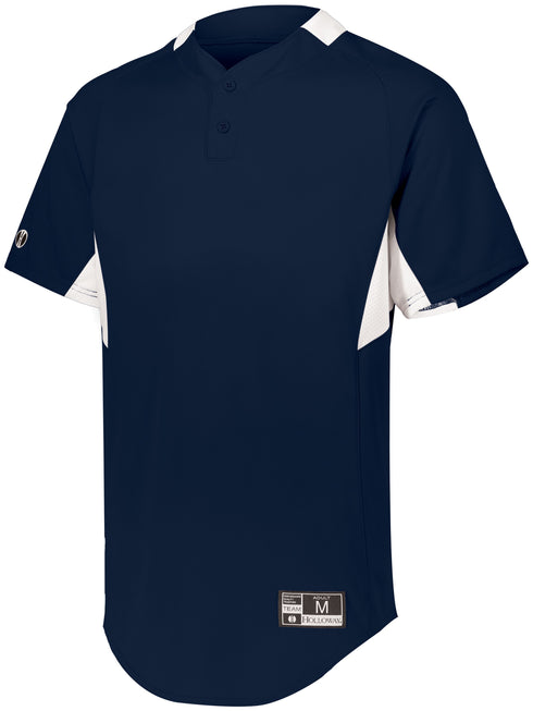 Holloway Youth Game7 Two-Button Baseball Jersey (221224), Color 'Navy/White'